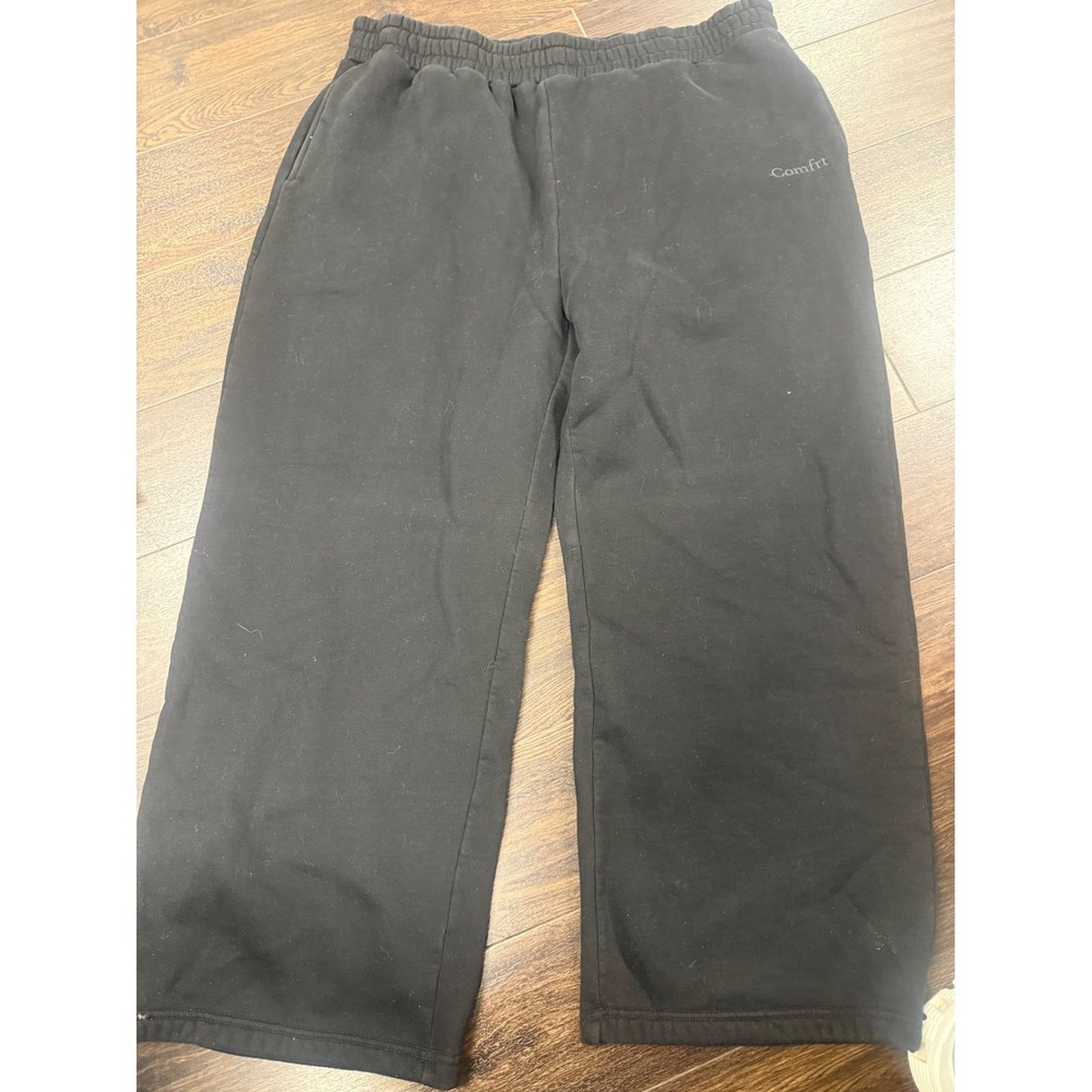 Comfrt Black Oversized Sweatpants Size 3XL Cozy Fleece Wide Leg Pants unisex